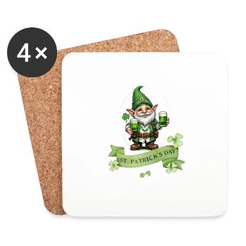 Leprechaun de la Saint-Patrick I Bière verte I - Dessous de verre (lot de 4) - blanc - Devant