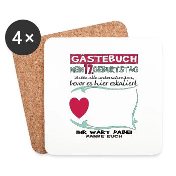 17th Birthday Girl & Boy Guestbook - Coasters (set of 4) - white - Front