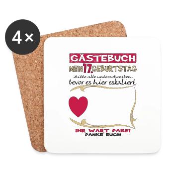 17th Birthday Girl & Boy Guestbook - Coasters (set of 4) - white - Front