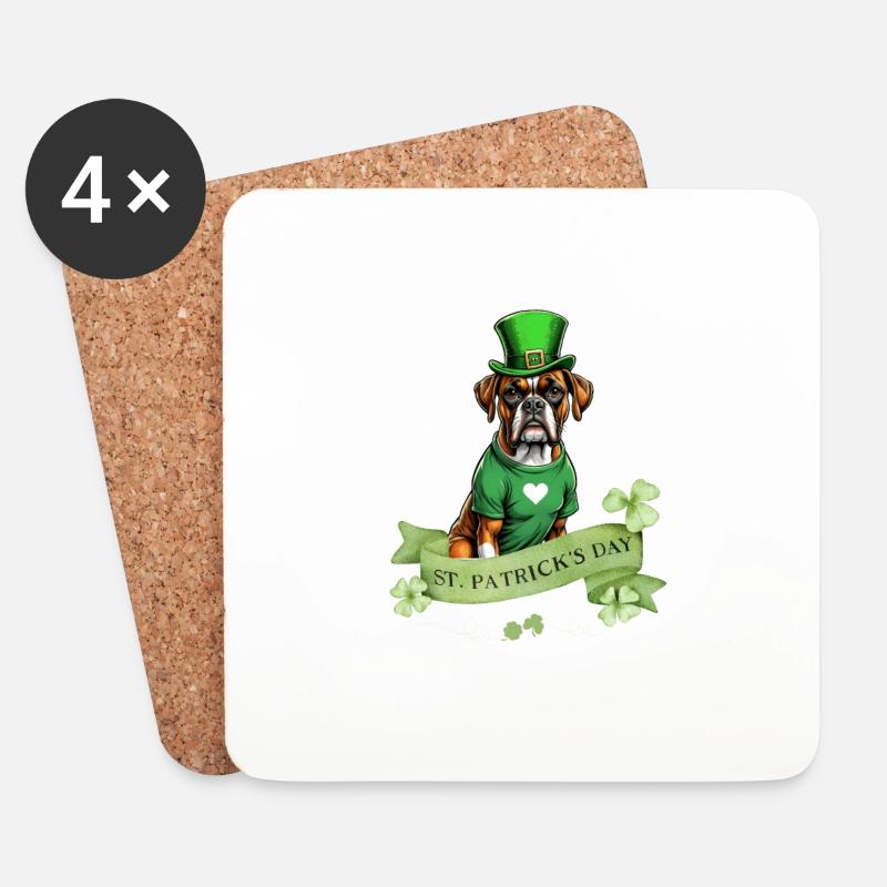 Boxer Dog St. Patrick's Day I Irish Green Hat St - Untersetzer (4er-Set) - Weiß