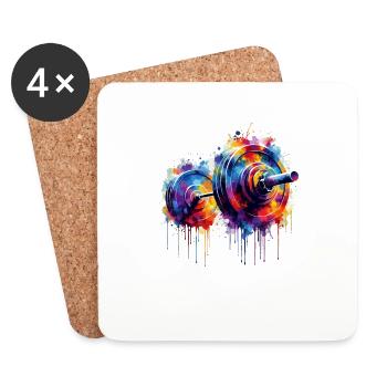 Colorful Splash Art Weights Weightlifting - Coasters (set of 4) - white - Front
