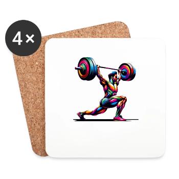Colorful Pop Art Weightlifter Weights - Coasters (set of 4) - white - Front