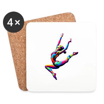 Bunte Pop Art Gymnastik Turner Akrobatik - Untersetzer (4er-Set) - Weiß - Vorne