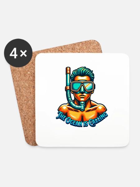 Snorkeling The Ocean Is Calling - Coasters (set of 4) - white