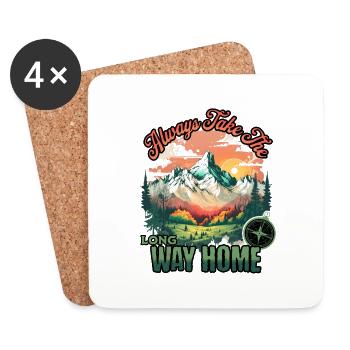 Embarquez pour une aventure de randonnée distinctive avec notre - Dessous de verre (lot de 4) - blanc - Devant