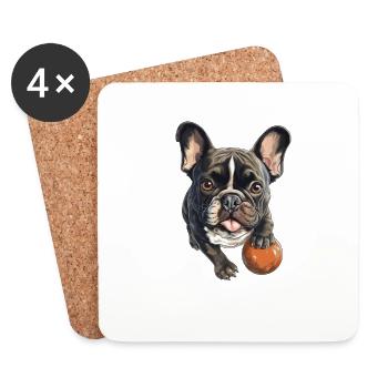 Cute French Bulldog dog holder T for Frenchie fans - Coasters (set of 4) - white - Front