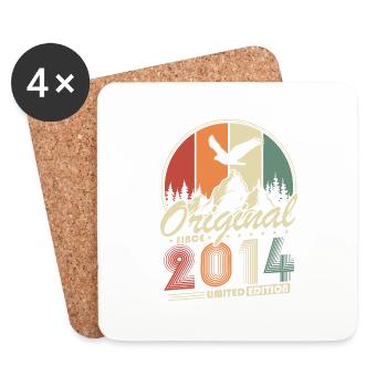 Original 2014 Jahrgang Retro Geburtstag Geschenk - Untersetzer (4er-Set) - Weiß - Vorne