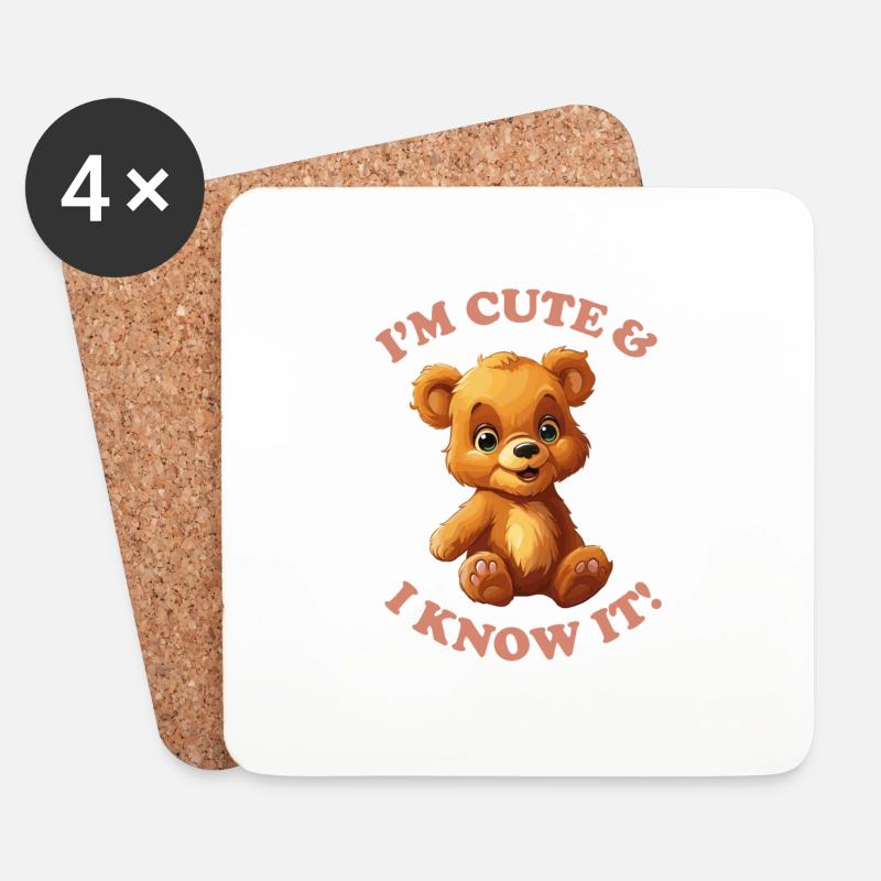 I'M CUTE & I KNOW IT! - Untersetzer (4er-Set) - Weiß