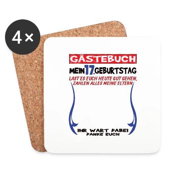 17th Birthday Girl & Boy Guestbook - Coasters (set of 4) - white - Front