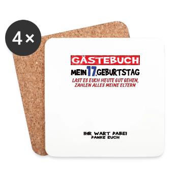17th Birthday Girl & Boy Guestbook - Coasters (set of 4) - white - Front