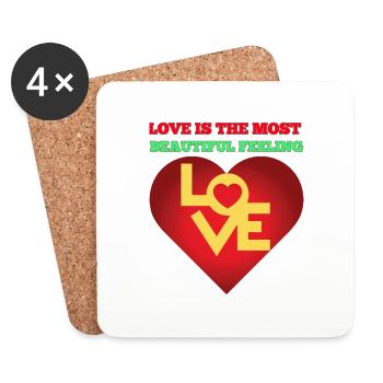 L’amour est le plus beau sentiment - Dessous de verre (lot de 4) - blanc - Devant