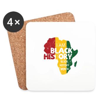Je suis le mois de l’histoire des Noirs fierté afro-américaine Ce - Dessous de verre (lot de 4) - blanc - Devant
