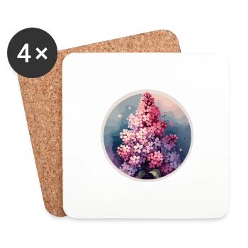 Lilas dessiné - Dessous de verre (lot de 4) - blanc - Devant