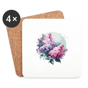Lilas dessiné - Dessous de verre (lot de 4) - blanc - Devant