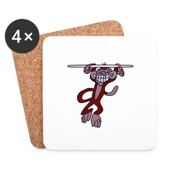 Singe Cheser - Dessous de verre (lot de 4) - blanc - Devant