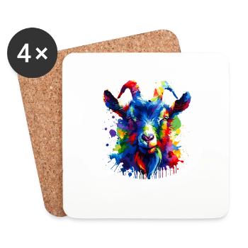 Colorful Splash Art Goats Farm Animal Goat Lover - Coasters (set of 4) - white - Front