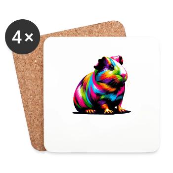 Colorful Pop Art Guinea Pig Lover Guinea Pigs - Coasters (set of 4) - white - Front