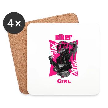 Biker Girl - Untersetzer (4er-Set) - Weiß - Vorne