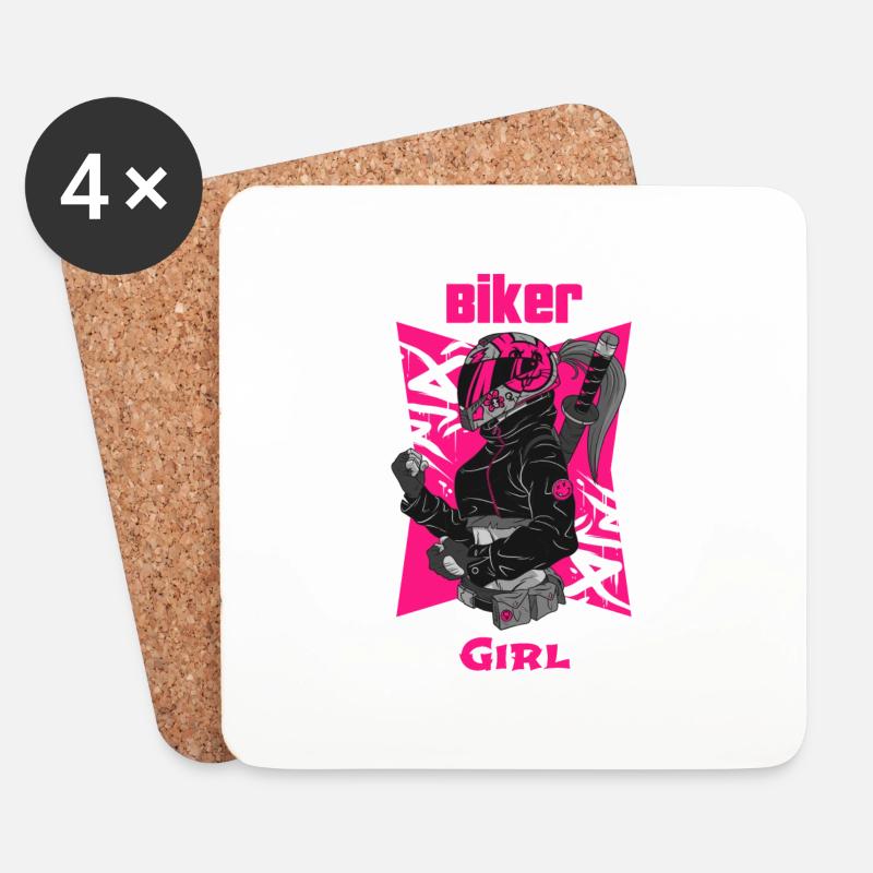 Biker Girl - Untersetzer (4er-Set) - Weiß