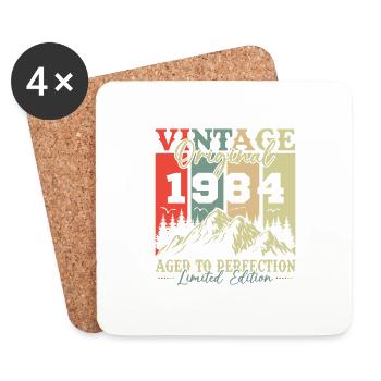 Vinatge 1984 Geburtstagsgeschenk - Untersetzer (4er-Set) - Weiß - Vorne