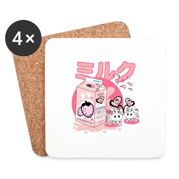 Milk Carton Rose Drôle Police Japonaise - Dessous de verre (lot de 4) - blanc - Devant