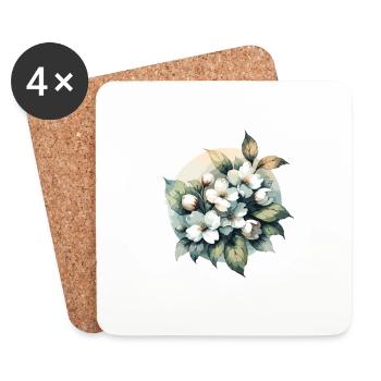 Jasmin dessiné - Dessous de verre (lot de 4) - blanc - Devant