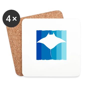 Stingray, Manta Blue, Sunset, Ocean - Coasters (set of 4) - white - Front