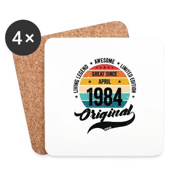 Rétro 40 ans avril 1984 anniversaire Vintage Bday - Dessous de verre (lot de 4) - blanc - Devant