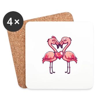 Flamingo Couple Love Couple In Love - Coasters (set of 4) - white - Front