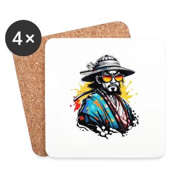 Samurai / Japanese / Harakiri / Katana / Man - Coasters (set of 4) - white - Front