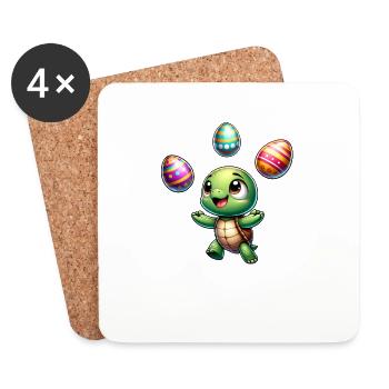 Schildkröte Jongliert Ostereier, Artistische Darst - Untersetzer (4er-Set) - Weiß - Vorne