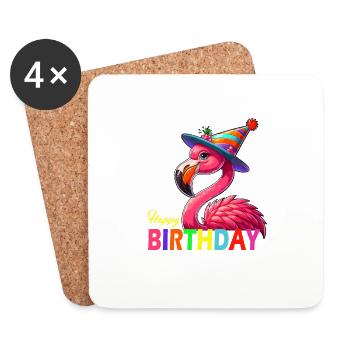 Geburtstag Flamingo Geschenk Party Spaß lustig - Untersetzer (4er-Set) - Weiß - Vorne