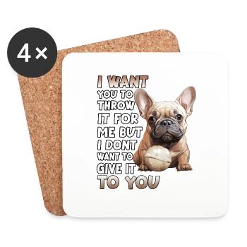 Frenchie Dog Lover Bouledogue français - Dessous de verre (lot de 4) - blanc - Devant