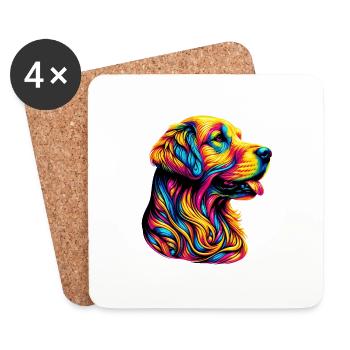 Chien Golden Retriever - Dessous de verre (lot de 4) - blanc - Devant