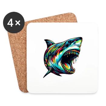Requin - Dessous de verre (lot de 4) - blanc - Devant