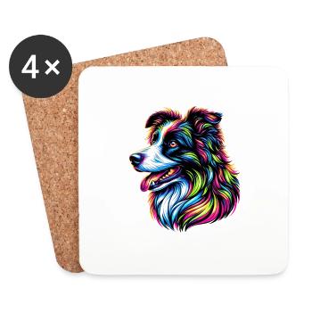 Chien Border Collie - Dessous de verre (lot de 4) - blanc - Devant