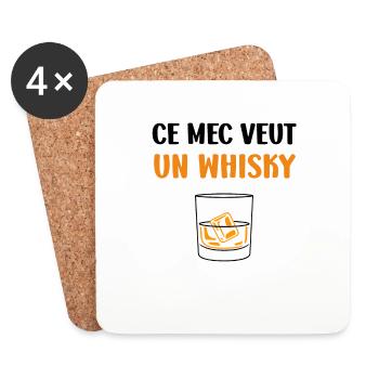 Whisky - Dessous de verre (lot de 4) - blanc - Devant