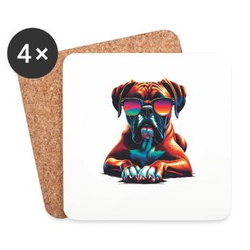 Lunettes de soleil Pop Art colorées Boxer Dog Boxers - Dessous de verre (lot de 4) - blanc - Devant