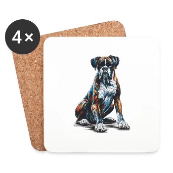 Polygon Art Boxer Dog Boxers - Coasters (set of 4) - white - Front