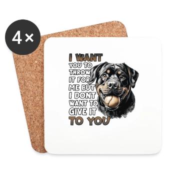 Porte-chien Rottweiler T pour les propriétaires - Dessous de verre (lot de 4) - blanc - Devant