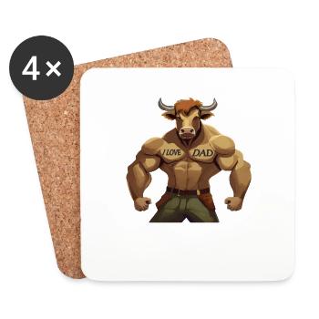 BULLE STIER I LOVE DAD - Untersetzer (4er-Set) - Weiß - Vorne