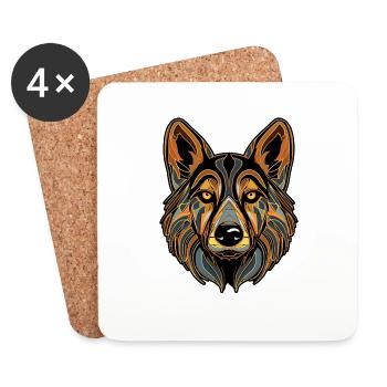 Berger allemand Chien drôle Anime Animal de - Dessous de verre (lot de 4) - blanc - Devant