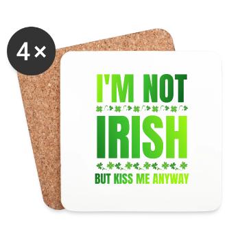 Je ne suis pas irlandais mais embrasse-moi quand même le jour de la Saint-Patrick - Dessous de verre (lot de 4) - blanc - Devant