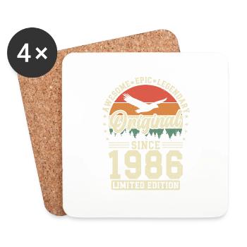 Original 1986 Vintage Born Retro Birthday - Coasters (set of 4) - white - Front