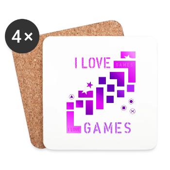 I love games - Untersetzer (4er-Set) - Weiß - Vorne