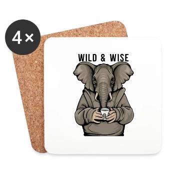 ELEPHANTS - Coasters (set of 4) - white - Front