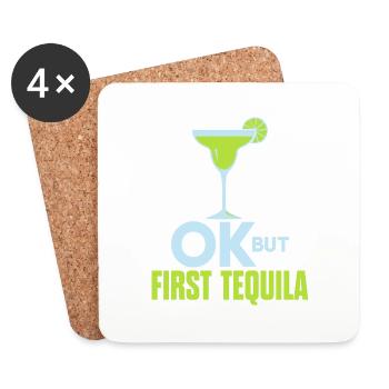 OK Mais Première Tequila Drunk Lover T-Shirt Alcool - Dessous de verre (lot de 4) - blanc - Devant