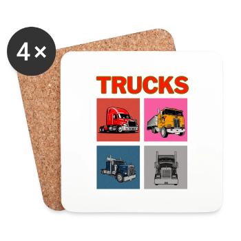 Camions - Dessous de verre (lot de 4) - blanc - Devant