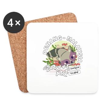 Raccoon Graffiti - Coasters (set of 4) - white - Front