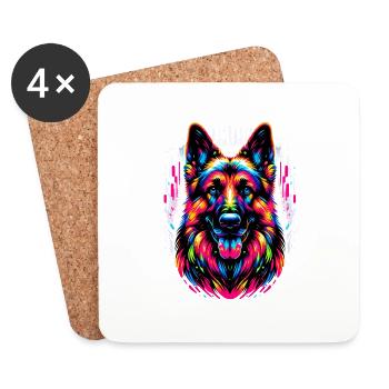 German Shepherd, German Shepherd - Coasters (set of 4) - white - Front